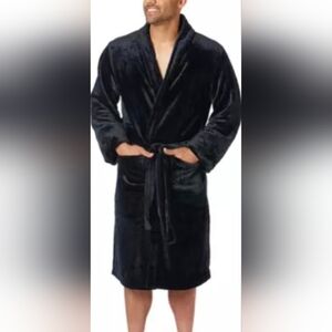 Northwest Men's Black Plush Robe Size L/XL Gift For Him Under $50